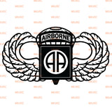 82nd Airborne with Wings vinyl decal
