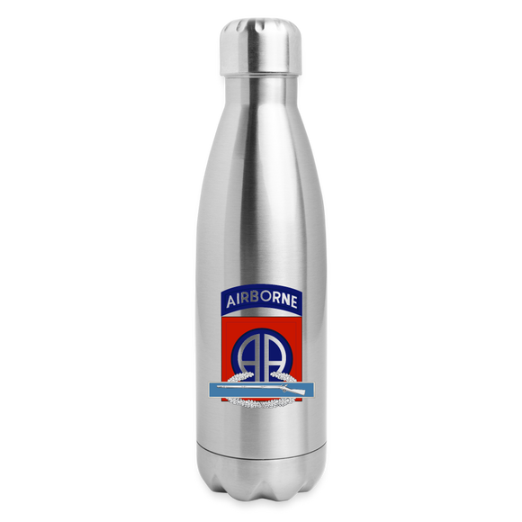 82nd Airborne CIB Insulated Stainless Steel Water Bottle - silver