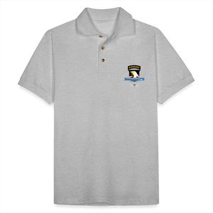 101st Airborne CIB Wings Men's Pique Polo Shirt - heather gray