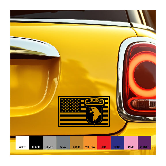 101st Airborne in US Flag Vinyl Decal