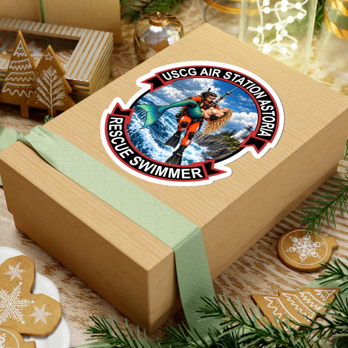 USCG Air Station Astoria rescue swimmer kiss-cut sticker
