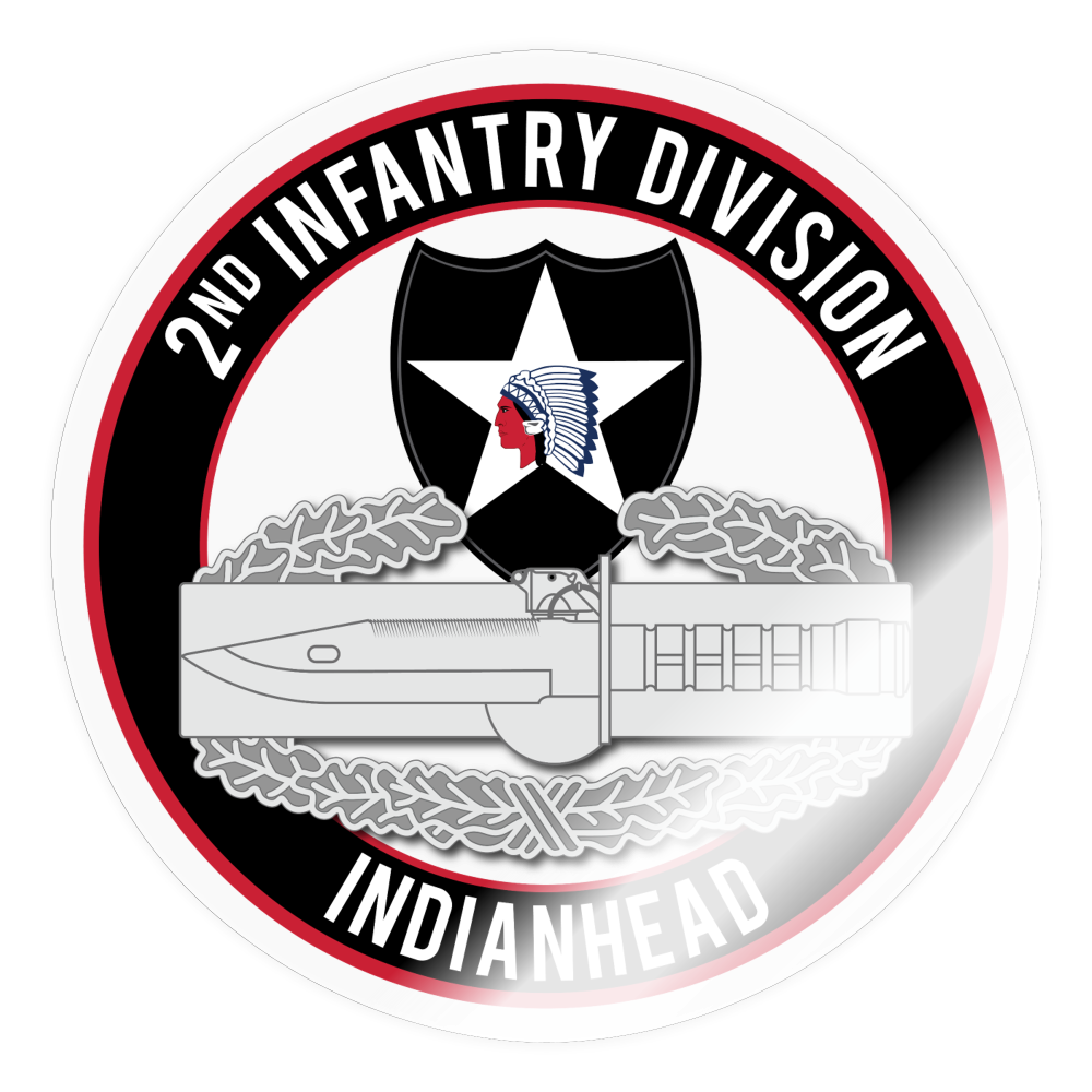 2nd Infantry Combat Action Badge Indianhead Sticker - transparent glossy