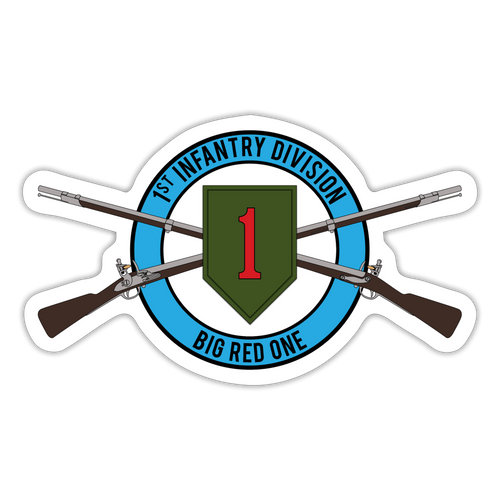 1st Infantry Crossed Muskets Big Red One Sticker - white matte