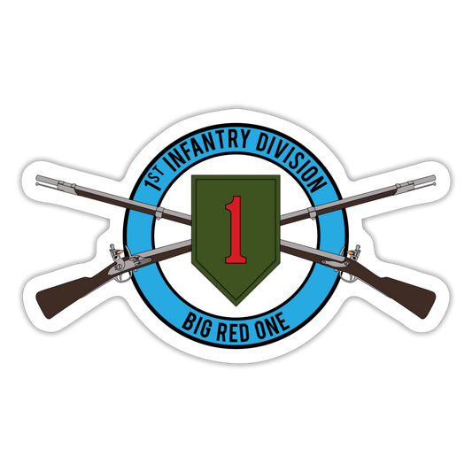 1st Infantry Crossed Muskets Big Red One Sticker - white matte