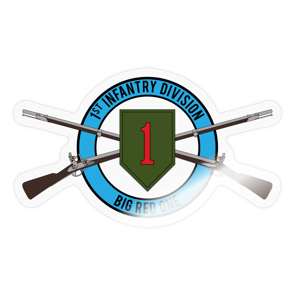 1st Infantry Crossed Muskets Big Red One Sticker - transparent glossy