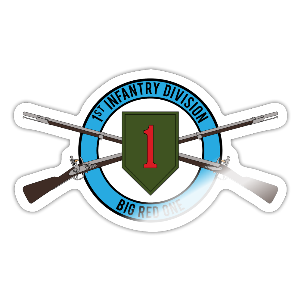 1st Infantry Crossed Muskets Big Red One Sticker - white glossy