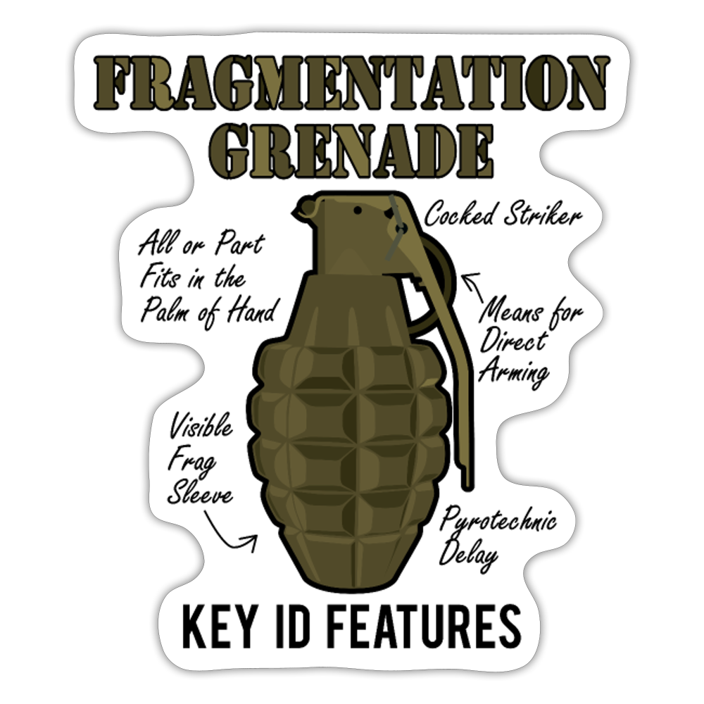 Fragmentation Grenade Key ID Features Sticker - white matte