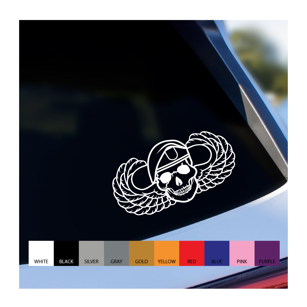 Airborne Skull with Beret Vinyl Decal