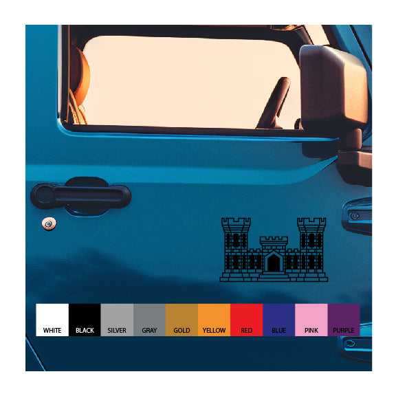 Engineer branch insignia castle black vinyl decal