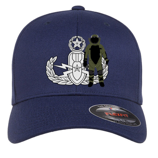 Navy blue cap with Master EOD badge and Bomb Suit