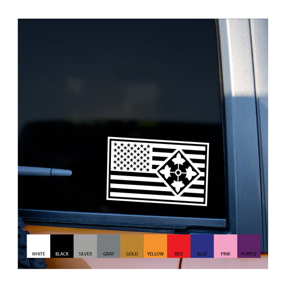 4th Infantry with Flag Vinyl Decal