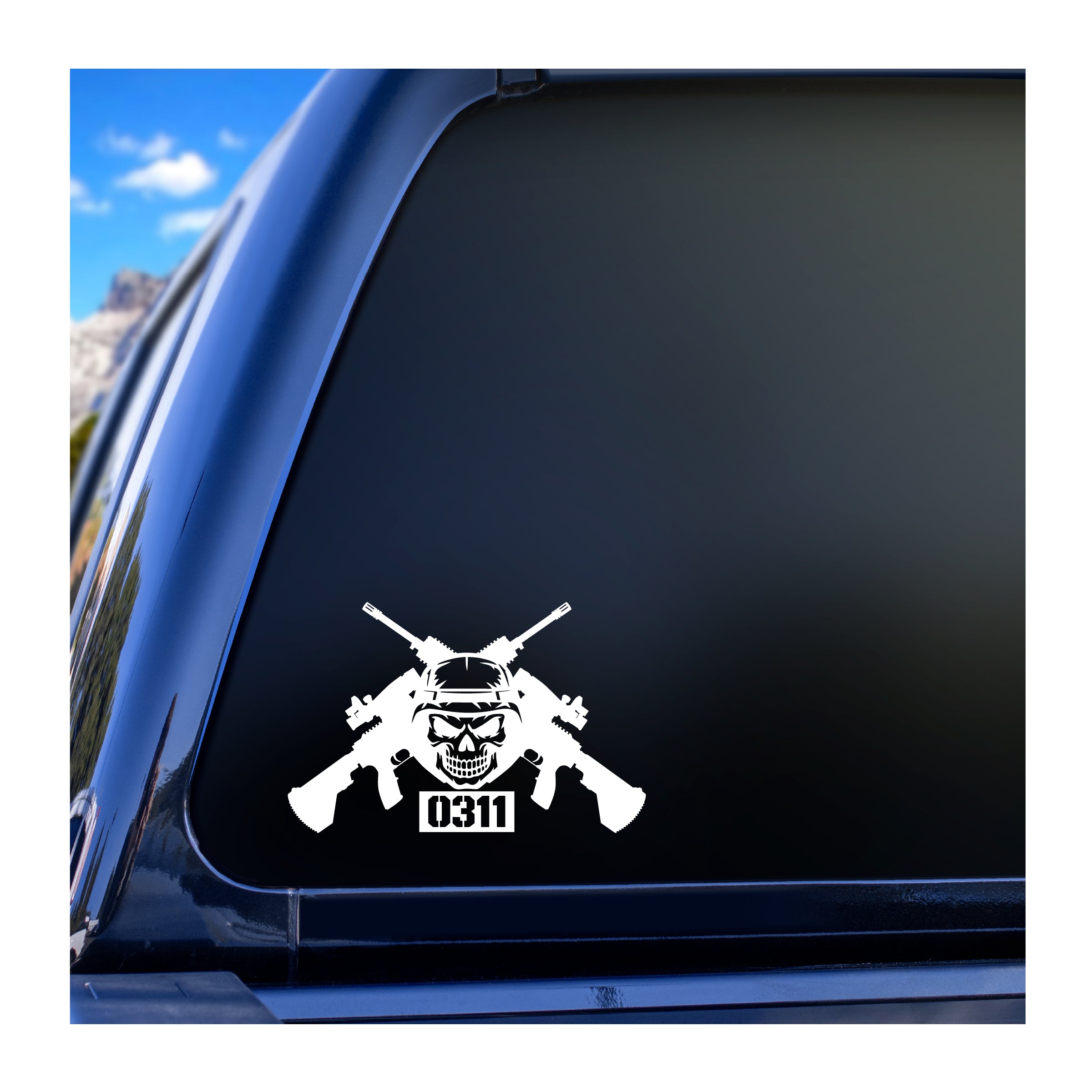 Marine Rifleman MOS 0311 Crossed M27 Skull Vinyl Decal