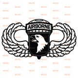 101st Airborne with Wings vinyl decal