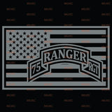 75th Ranger in US Flag Vinyl Decal
