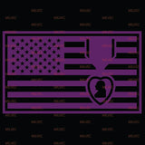 Purple Heart medal embedded in US Flag Vinyl Decal