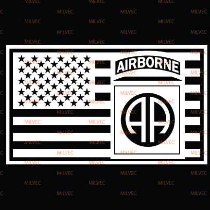 82nd Airborne in US Flag Vinyl Decal