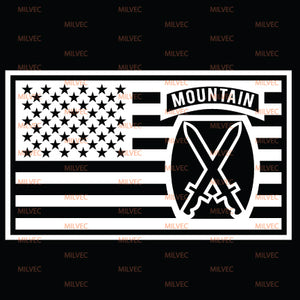 10th Mountain in US Flag Vinyl Decal