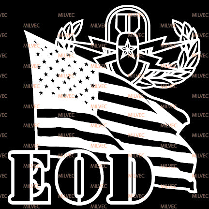 EOD Senior badge and US Flag Vinyl Decal
