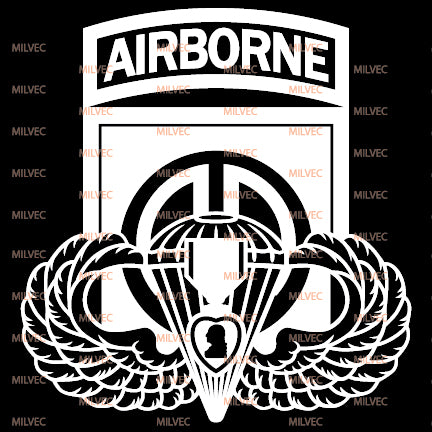 82nd Airborne with Wings and Purple Heart Vinyl Decal