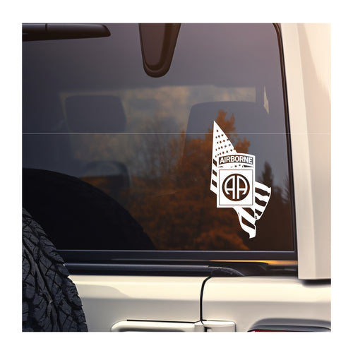 82nd Airborne and Flag vinyl decal