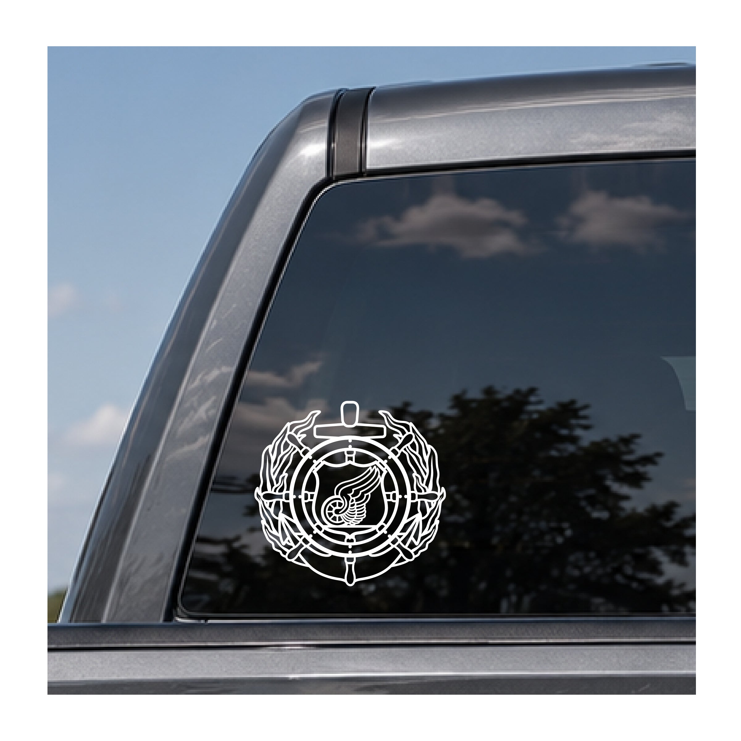 Master Mariner Badge vinyl decal applied to a vehicle window