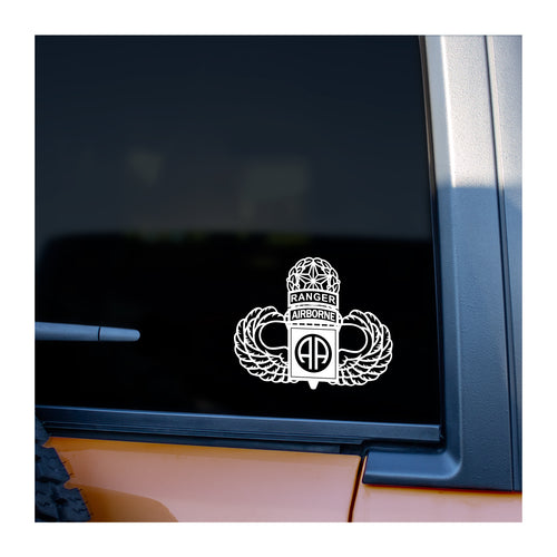 82nd Airborne Ranger with Wings vinyl decal