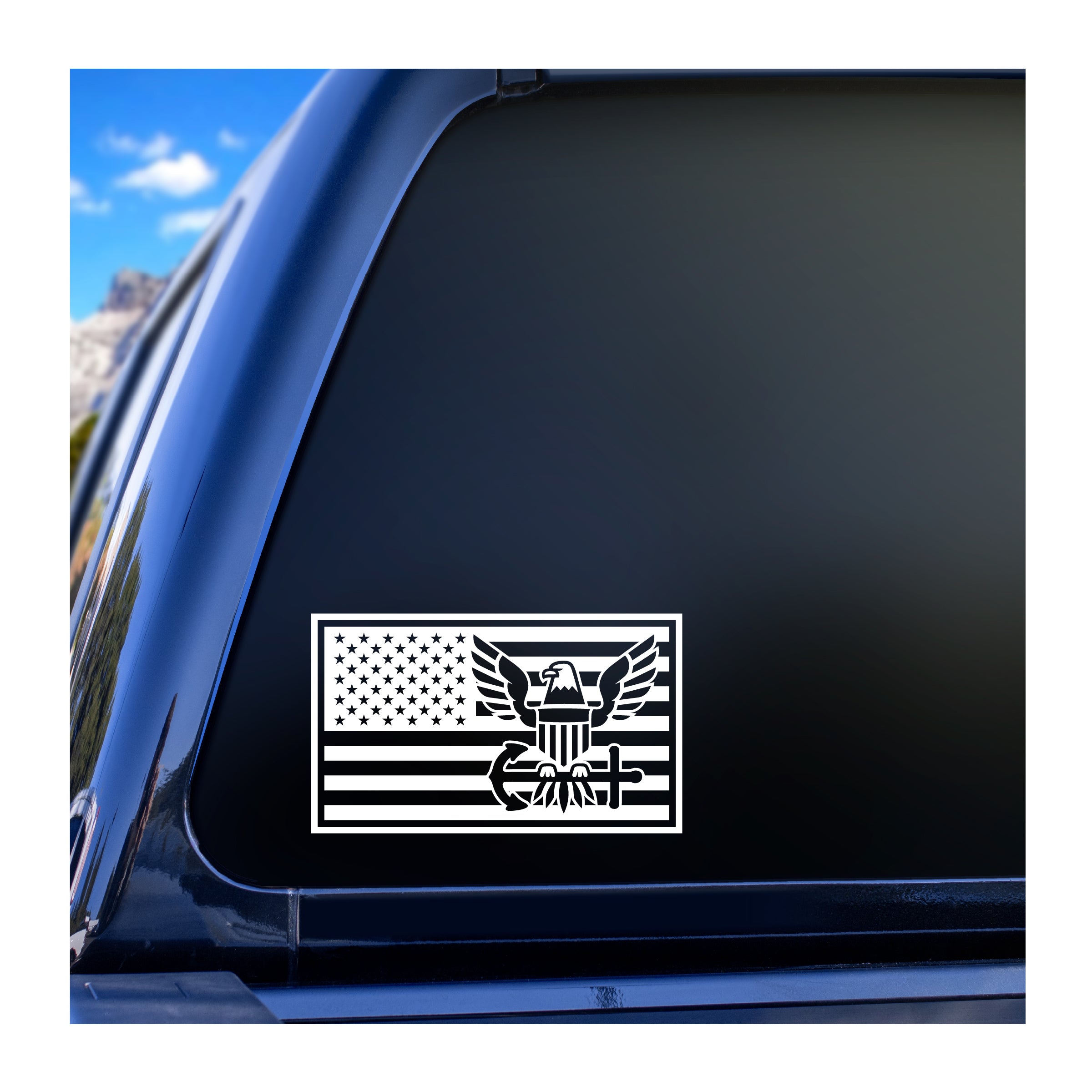 Navy logo in Flag Vinyl Decal