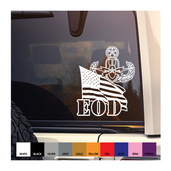 EOD Master badge and US Flag Vinyl Decal