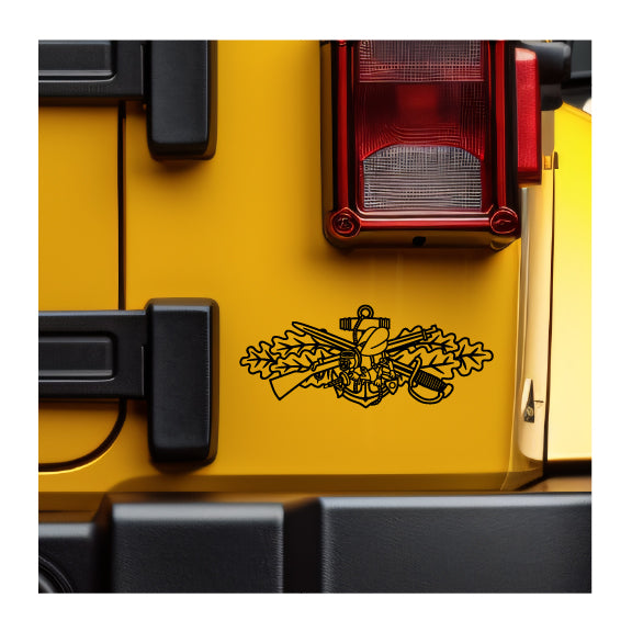 Seabee Combat Warfare Badge Vinyl Decal - Naval Construction