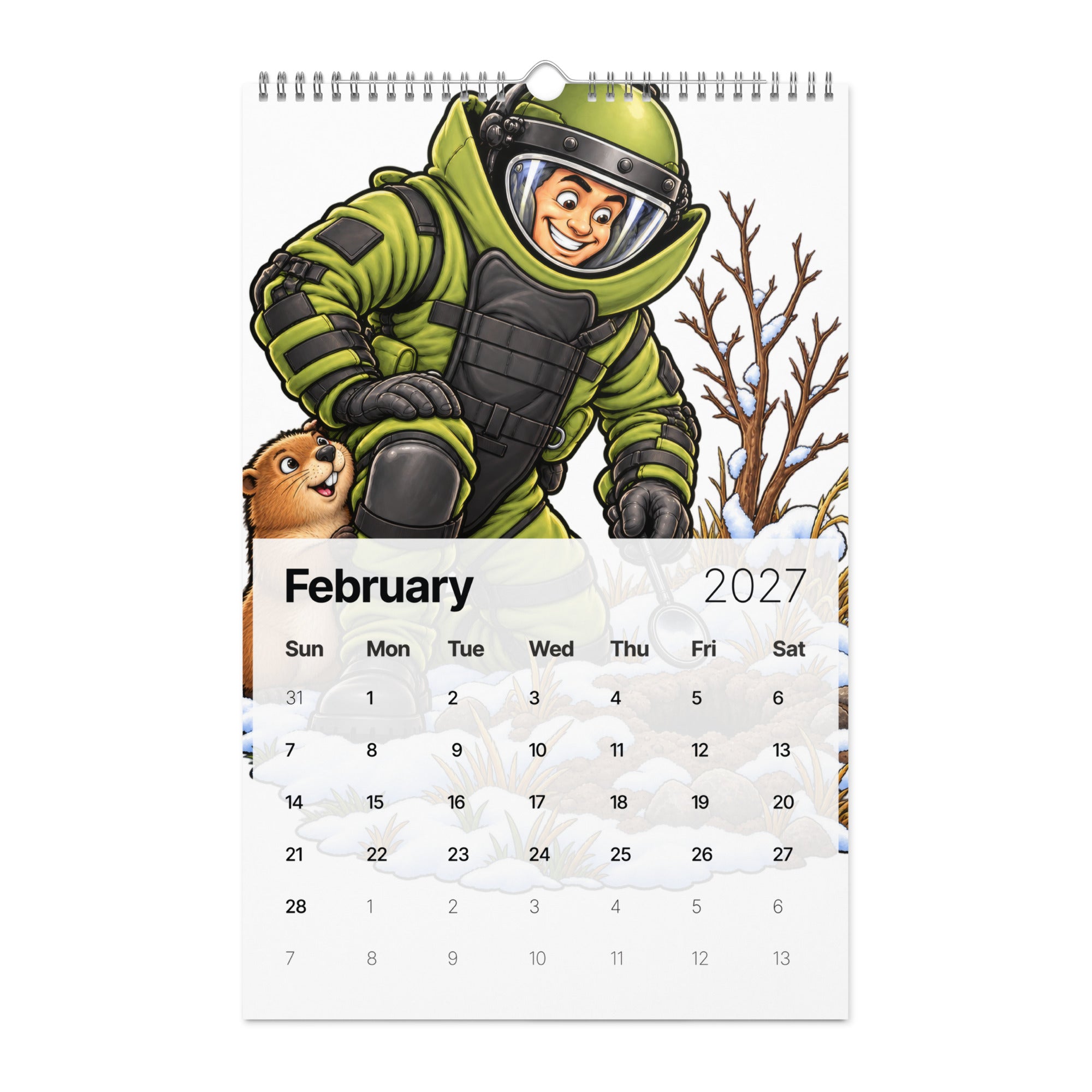 Bomb Suit caricature 2027 wall calendar