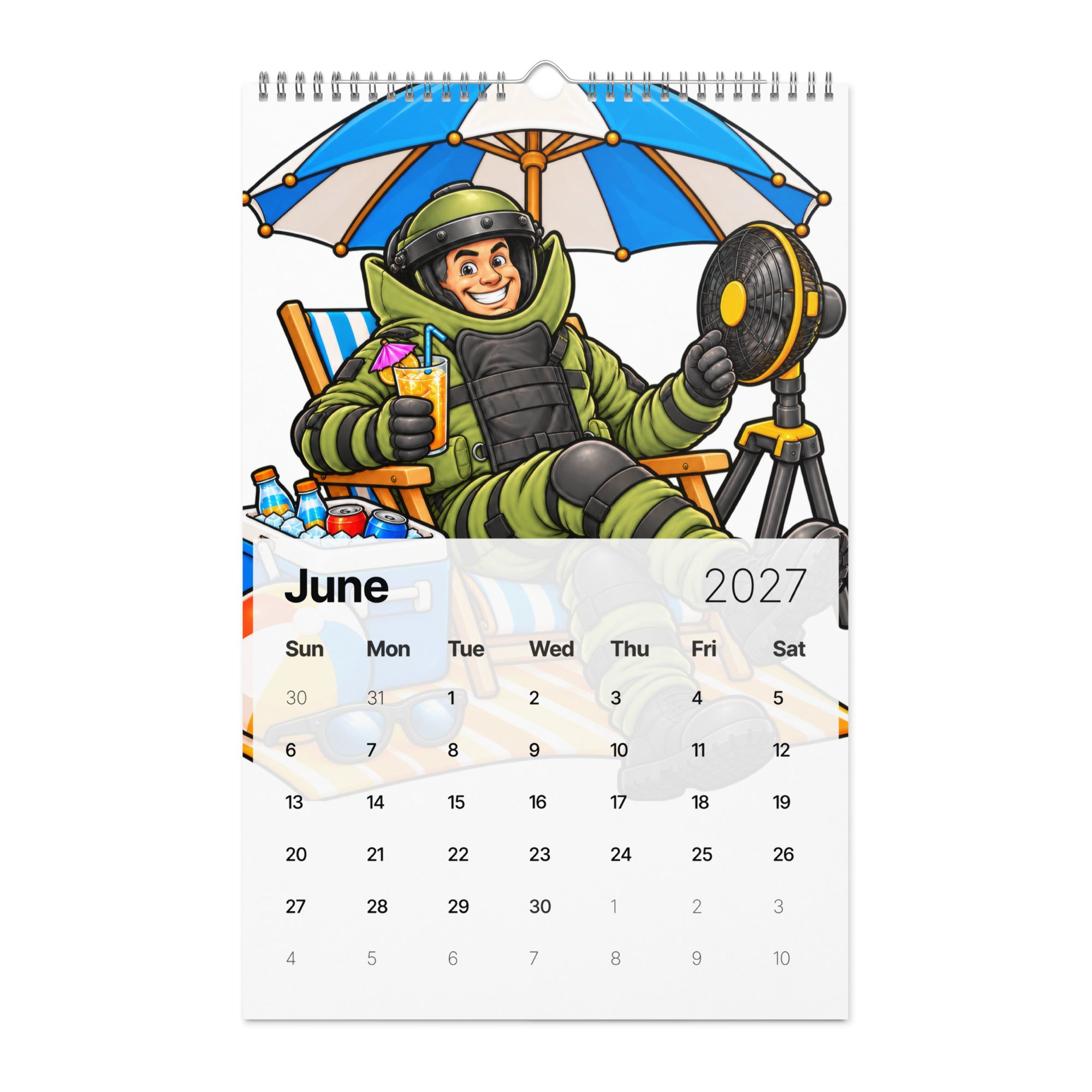 Bomb Suit caricature 2027 wall calendar