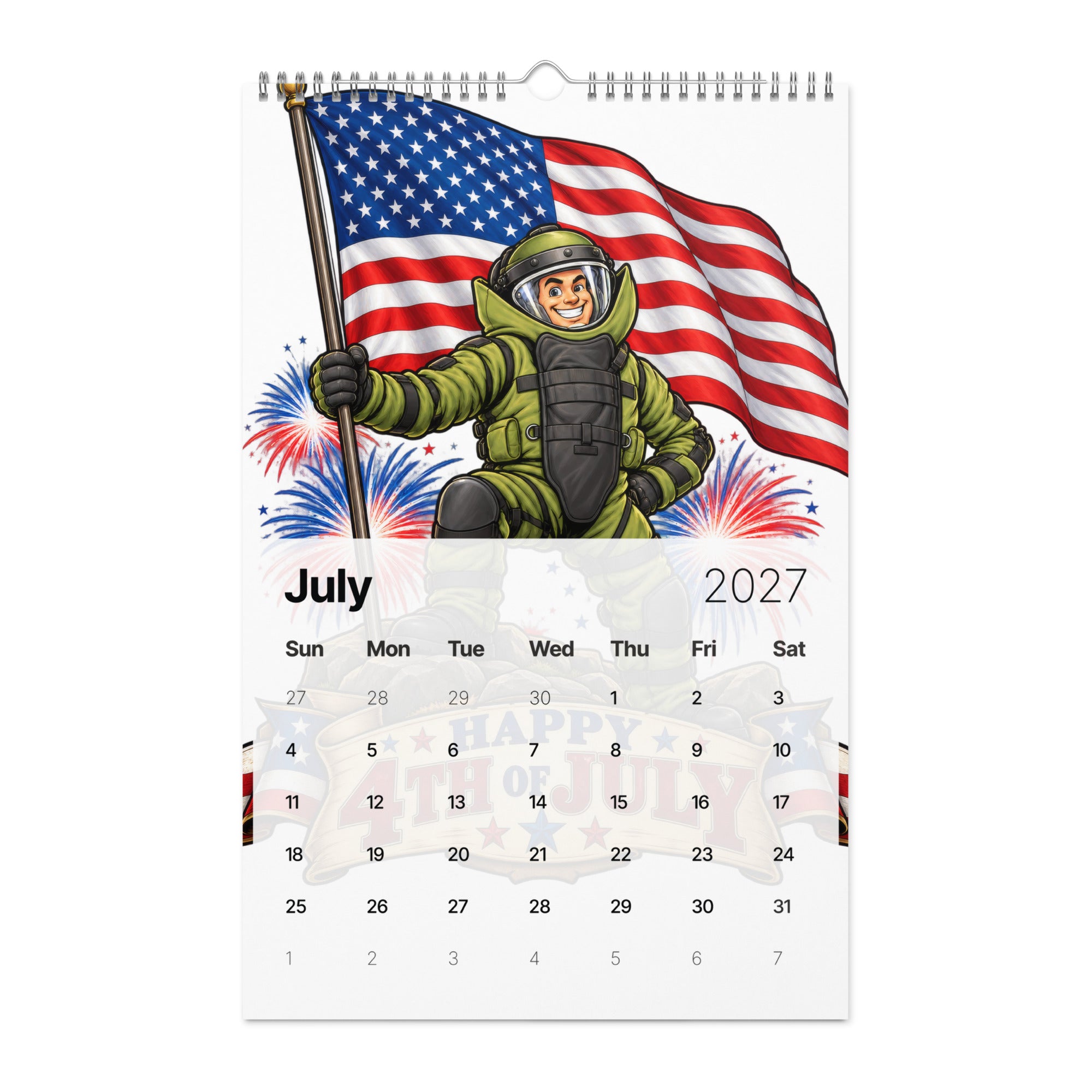 Bomb Suit caricature 2027 wall calendar