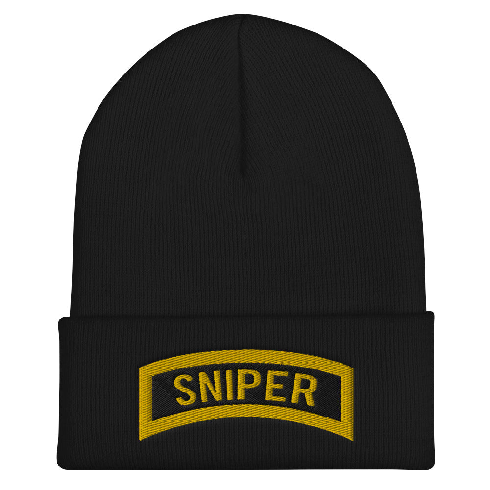 Army Sniper tab embroidered cuffed beanie – military winter hat