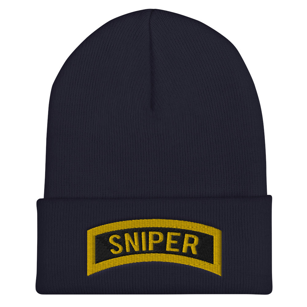 Army Sniper tab embroidered cuffed beanie – military winter hat