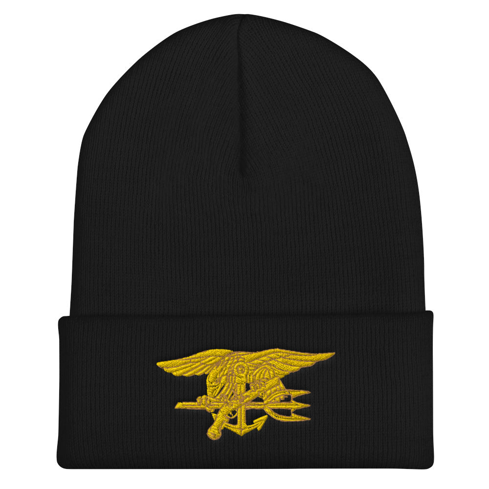 Navy SEALs trident embroidered cuffed beanie – SEAL veteran hat