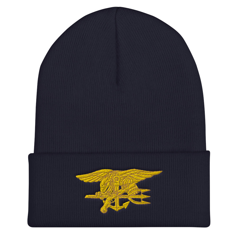 Navy SEALs trident embroidered cuffed beanie – SEAL veteran hat