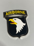 Metal 101st Airborne patch medallion with adhesive