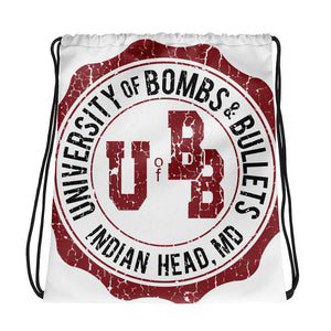 University of Bombs and Bullets Indian Head Cracked Drawstring bag