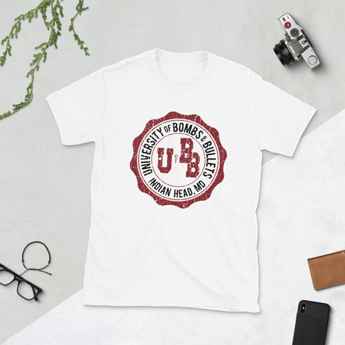 University of Bombs and Bullets Indian Head Cracked Short-Sleeve Unisex T-Shirt