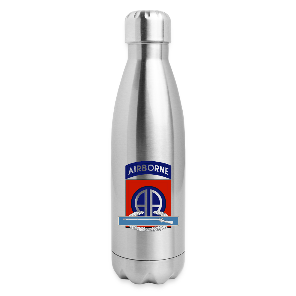 82nd Airborne CIB Insulated Stainless Steel Water Bottle - silver