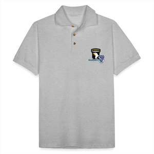 506th BN 101st Airborne CIB Men's Pique Polo Shirt - heather gray